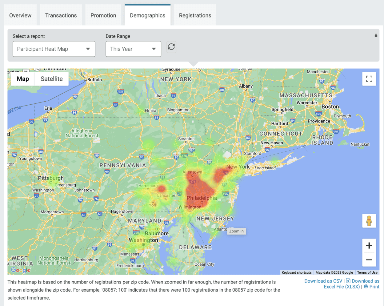 Steelman Racing RunSignup customer case study heat map