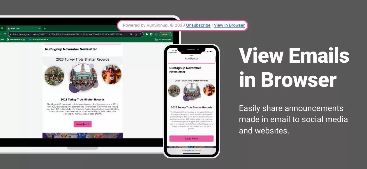 View Emails in Browser - RunSignup