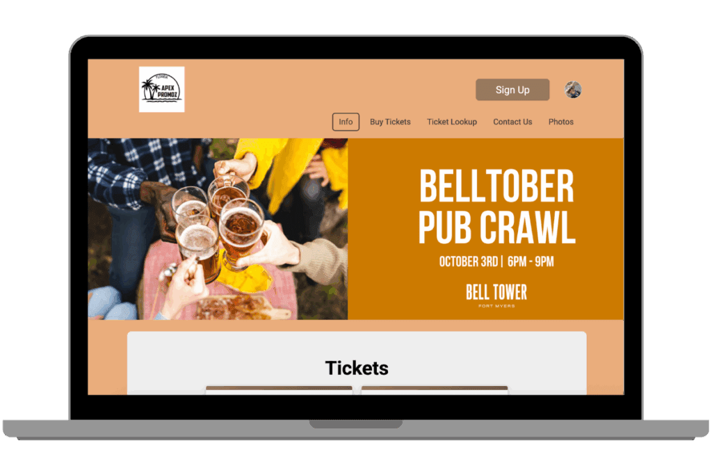 Screenshot of Belltober Pub Crawl website
