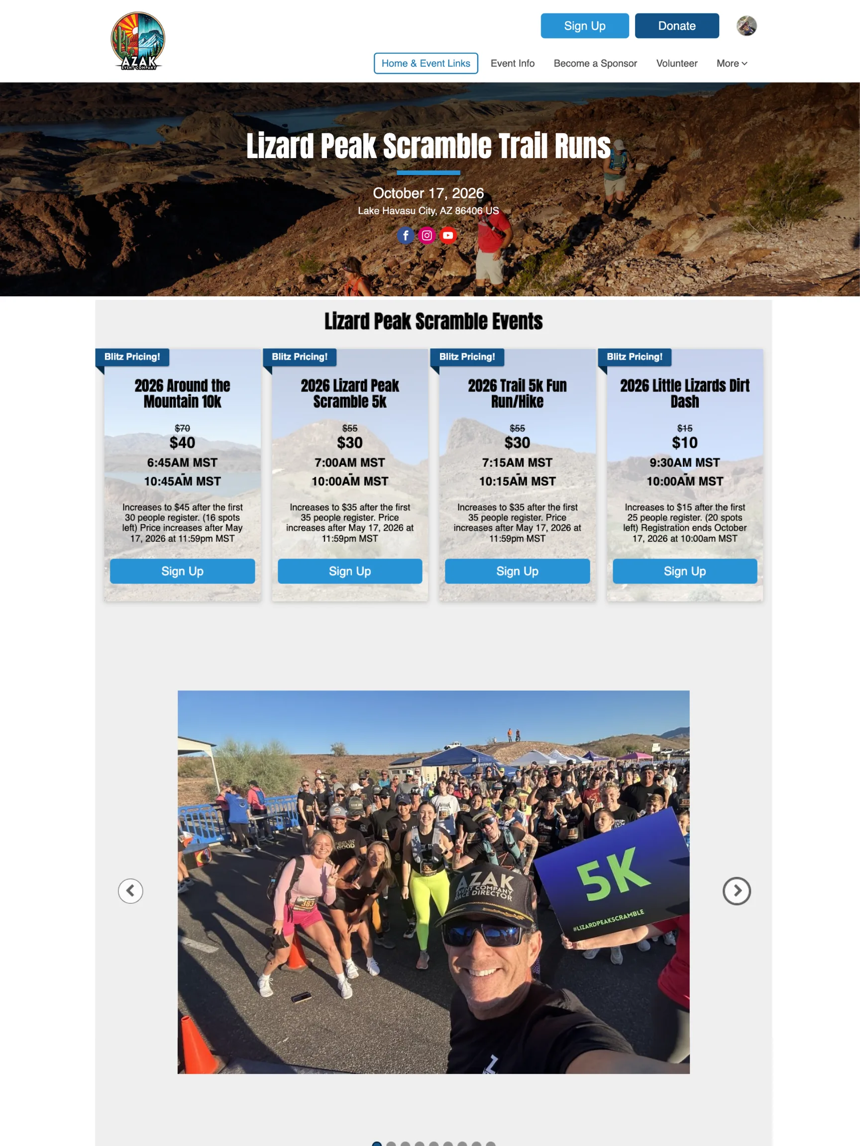 Lizard Peak Scramble Trail Runs race website