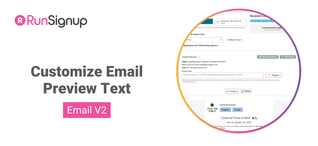 Customize Email Preview Text - RunSignup