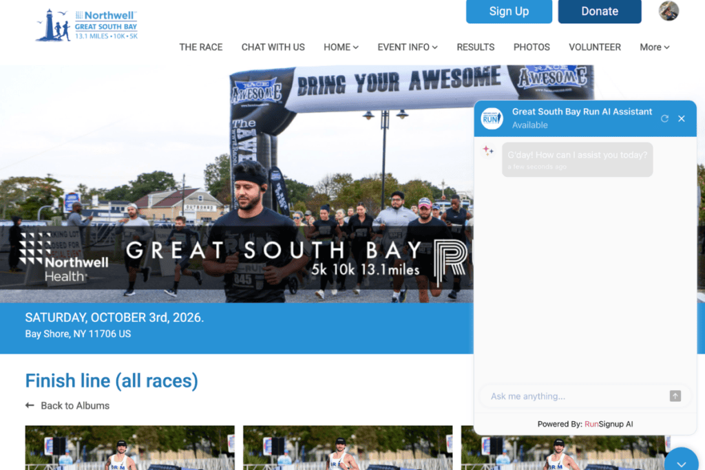 AI chatbot on event website